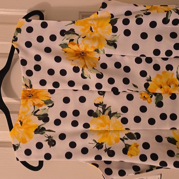 ALYX DRESS WOMEN'S PLUS BLACK & WHITE FLORAL POLKA-DOT SLEEVELESS DRESS SIZE 16 - Picture 7 of 16